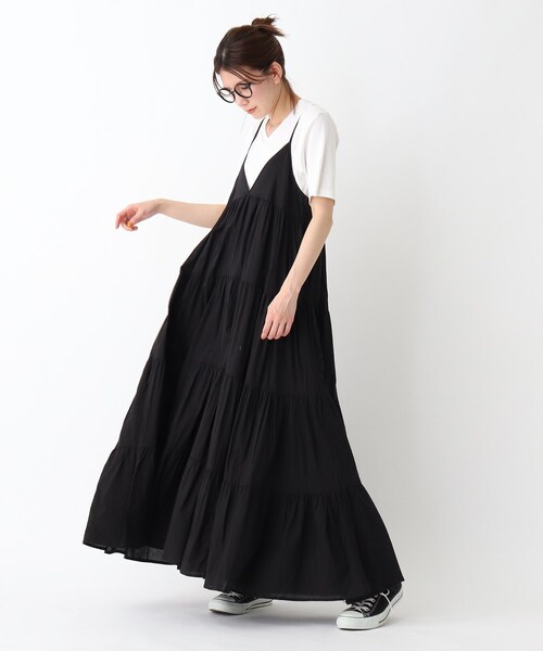 BASECONTROL(ベースコントロール)の「◆【WEB限定】ティアード マキシ丈 キャミワンピース(ワンピース・レディース・ブラック/ダークブラウン/ダークオレンジ・99)」の14枚目の写真