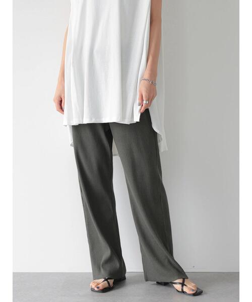 AMERICAN HOLIC（アメリカンホリック）の「リラックスリブカットパンツ（その他パンツ・レディース・チャコールグレー/アイボリー・S/M/L）」の4枚目の写真