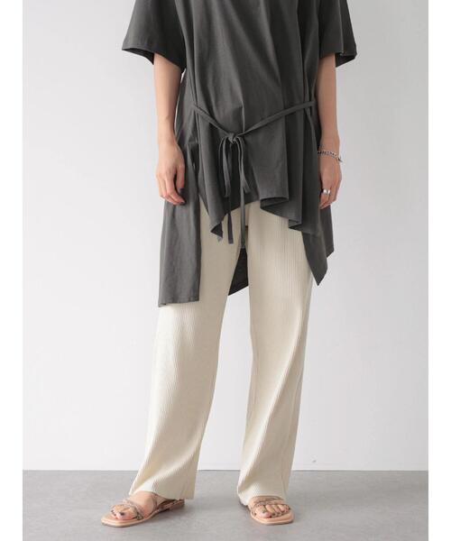 AMERICAN HOLIC（アメリカンホリック）の「リラックスリブカットパンツ（その他パンツ・レディース・チャコールグレー/アイボリー・S/M/L）」の2枚目の写真