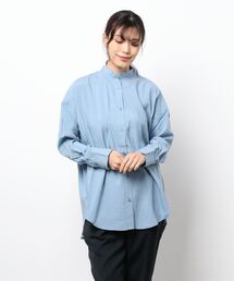 Grand PARK | オールシーズン対応！シルキーな肌触りのラウンドヘム長袖シャツ(シャツ/ブラウス)