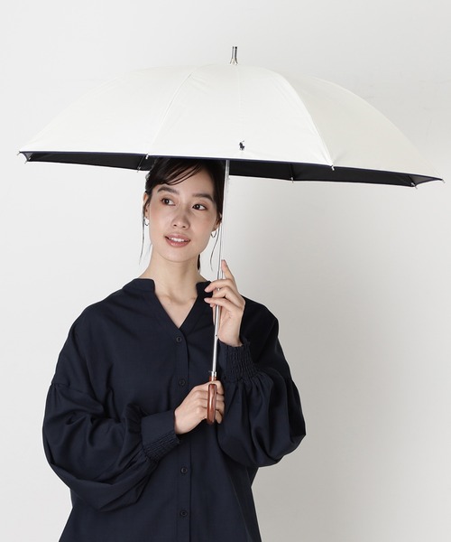 POLO RALPH LAUREN（ポロ ラルフ ローレン）の「遮光100％ 晴雨兼用日傘 長傘 ”ワンポイント　オーバロック”（長傘・レディース・オフホワイト/ブラック/ダークブルー/ベージュ・FREE）」の10枚目の写真