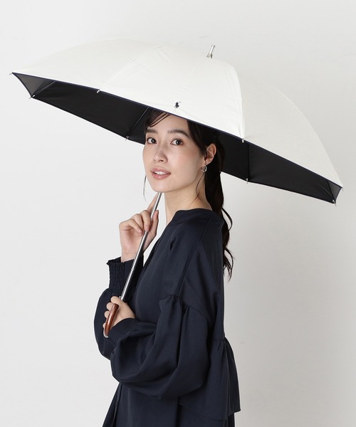 POLO RALPH LAUREN（ポロ ラルフ ローレン）の「遮光100％ 晴雨兼用日傘 長傘 ”ワンポイント　オーバロック”（長傘・レディース・オフホワイト/ブラック/ダークブルー/ベージュ・FREE）」の9枚目の写真