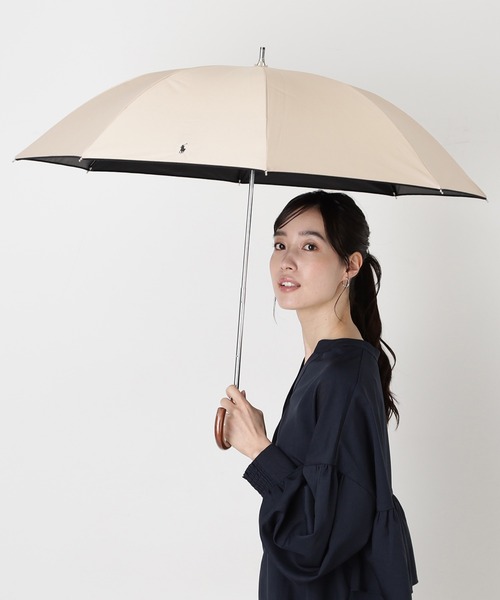 POLO RALPH LAUREN（ポロ ラルフ ローレン）の「遮光100％ 晴雨兼用日傘 長傘 ”ワンポイント　オーバロック”（長傘・レディース・オフホワイト/ブラック/ダークブルー/ベージュ・FREE）」の12枚目の写真