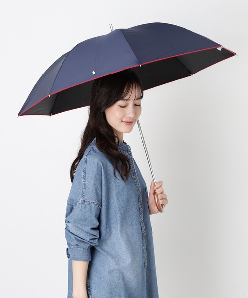POLO RALPH LAUREN（ポロ ラルフ ローレン）の「遮光100％ 晴雨兼用日傘 長傘 ”ワンポイント　オーバロック”（長傘・レディース・オフホワイト/ブラック/ダークブルー/ベージュ・FREE）」の15枚目の写真