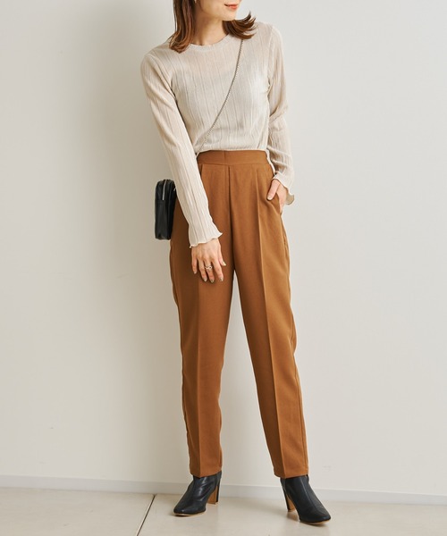 prose verse（プロズヴェール）の「《WEB限定》ウールライクセンタープレスパンツ（スラックス・レディース・ブラック/グレイッシュベージュ/オレンジ/キャメル/アイボリー・MEDIUM）」の10枚目の写真