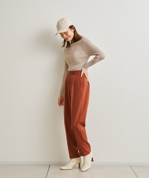 prose verse（プロズヴェール）の「《WEB限定》ウールライクセンタープレスパンツ（スラックス・レディース・ブラック/グレイッシュベージュ/オレンジ/キャメル/アイボリー・MEDIUM）」の20枚目の写真