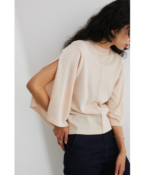 STYLEMIXER(スタイルミキサー)の「スリットスリーブドライニット(ニット/セーター・レディース・ピンク/ライトベージュ/ブラック/グリーン・FREE)」の3枚目の写真