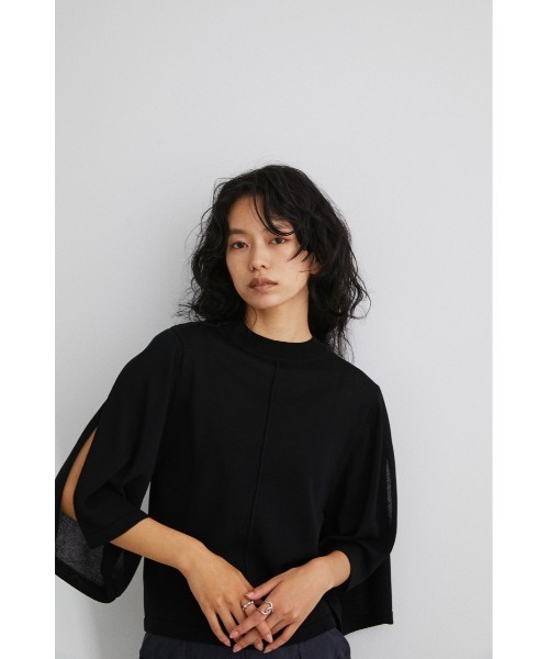 STYLEMIXER(スタイルミキサー)の「スリットスリーブドライニット(ニット/セーター・レディース・ピンク/ライトベージュ/ブラック/グリーン・FREE)」の2枚目の写真