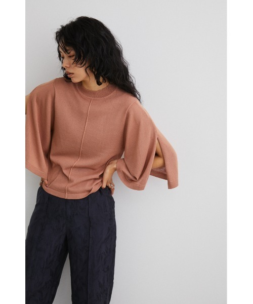 STYLEMIXER(スタイルミキサー)の「スリットスリーブドライニット(ニット/セーター・レディース・ピンク/ライトベージュ/ブラック/グリーン・FREE)」の14枚目の写真