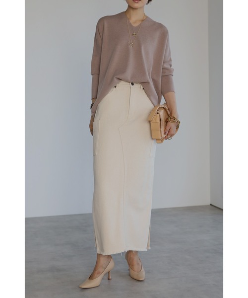 Bonjour Sagan（ボンジュールサガン）の「カーゴタイトロングスカート（スカート・レディース・ブラック/ブラウン/カーキ/キナリ/ベージュ・FREE）」の15枚目の写真