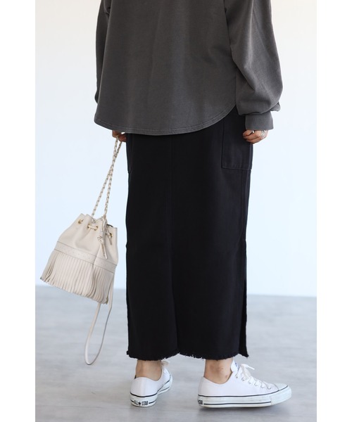Bonjour Sagan（ボンジュールサガン）の「カーゴタイトロングスカート（スカート・レディース・ブラック/ブラウン/カーキ/キナリ/ベージュ・FREE）」の9枚目の写真