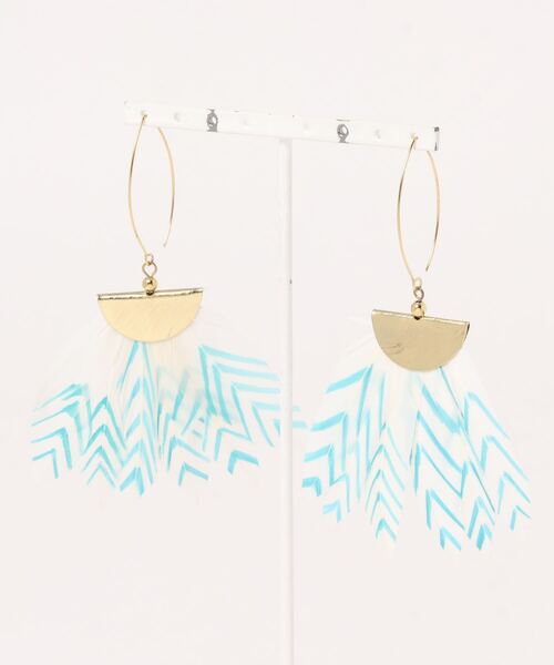 チャイハネ(チャイハネ)の「【チャイハネ】インシアフェザーピアス(ピアス(両耳用)・レディース・ターコイズブルー/ブラック・FREE)」の9枚目の写真