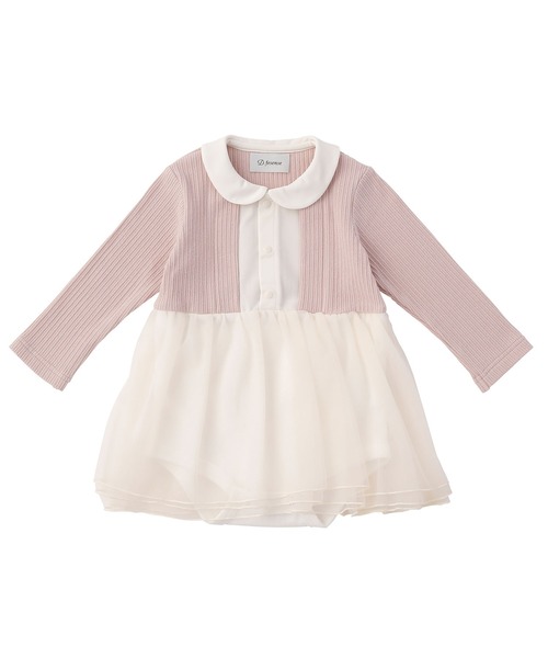 D.fesense(ディーフェセンス)の「カーデ重ね着風ロンパース(ロンパース・キッズ・ブラック/ピンク・80cm/70cm)」の2枚目の写真