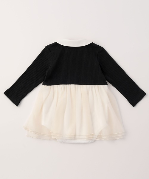 D.fesense(ディーフェセンス)の「カーデ重ね着風ロンパース(ロンパース・キッズ・ブラック/ピンク・80cm/70cm)」の5枚目の写真