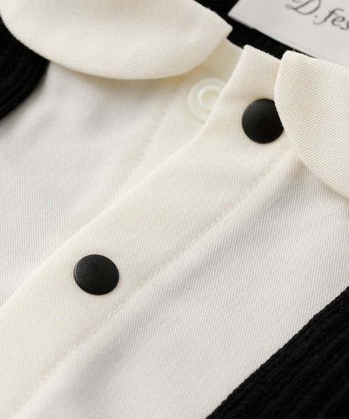 D.fesense(ディーフェセンス)の「カーデ重ね着風ロンパース(ロンパース・キッズ・ブラック/ピンク・80cm/70cm)」の8枚目の写真