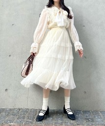 【過去品番】【titty&Co.PETIT by POYO】チュールティアードミディスカート