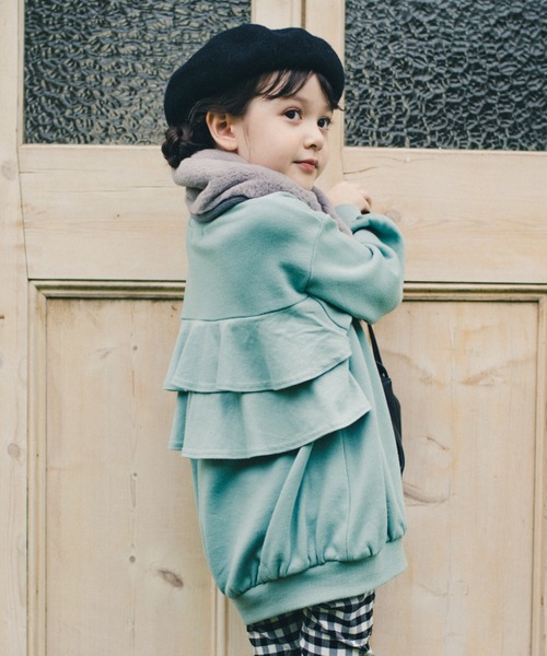 BRANSHES（ブランシェス）の「バックフリルチュニック（スウェット・キッズ・ブラック/ピンク/グリーン・130/140/110/120/100/90/150）」の2枚目の写真