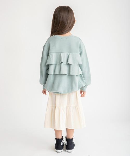 BRANSHES（ブランシェス）の「バックフリルチュニック（スウェット・キッズ・ブラック/ピンク/グリーン・130/140/110/120/100/90/150）」の6枚目の写真