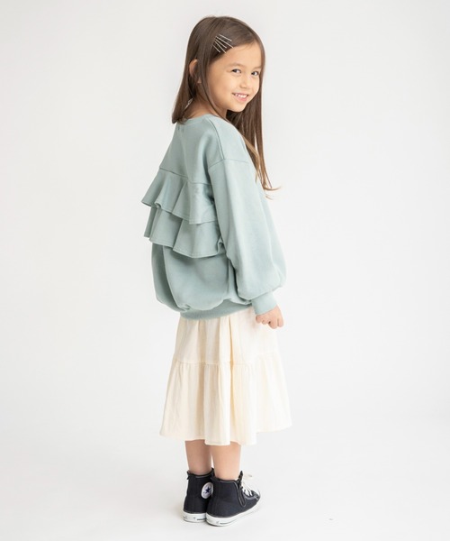 BRANSHES（ブランシェス）の「バックフリルチュニック（スウェット・キッズ・ブラック/ピンク/グリーン・130/140/110/120/100/90/150）」の5枚目の写真