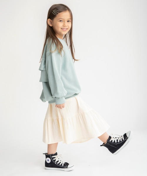 BRANSHES（ブランシェス）の「バックフリルチュニック（スウェット・キッズ・ブラック/ピンク/グリーン・130/140/110/120/100/90/150）」の7枚目の写真