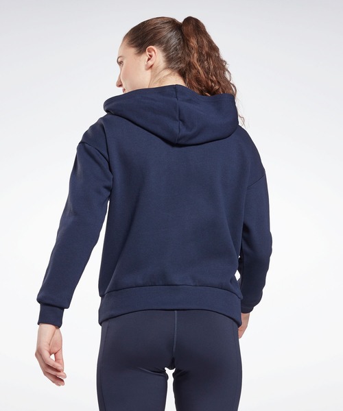 Reebok（リーボック）の「パイピング ジップアップ フーディー / Piping Zip-Up Hoodie（パーカー・レディース・ブラック/ネイビー/グレイッシュブルー・SMALL/MEDIUM/LARGE/X-LARGE/X-SMALL/XX-LARGE）」の17枚目の写真
