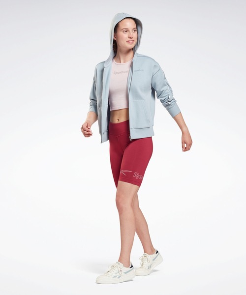 Reebok（リーボック）の「パイピング ジップアップ フーディー / Piping Zip-Up Hoodie（パーカー・レディース・ブラック/ネイビー/グレイッシュブルー・SMALL/MEDIUM/LARGE/X-LARGE/X-SMALL/XX-LARGE）」の6枚目の写真