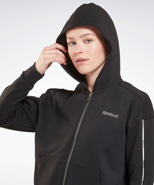Reebok（リーボック）の「パイピング ジップアップ フーディー / Piping Zip-Up Hoodie（パーカー・レディース・ブラック/ネイビー/グレイッシュブルー・SMALL/MEDIUM/LARGE/X-LARGE/X-SMALL/XX-LARGE）」の8枚目の写真