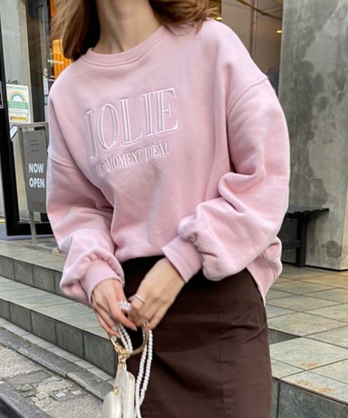 one after another NICE CLAUP(ワンアフターアナザーナイスクラップ)の「ビックシルエットロゴ刺繍スウェット(スウェット・レディース・オフホワイト/ピンク/オートミール/スミクロ/杢グレー/モカ・FREE)」の1枚目の写真