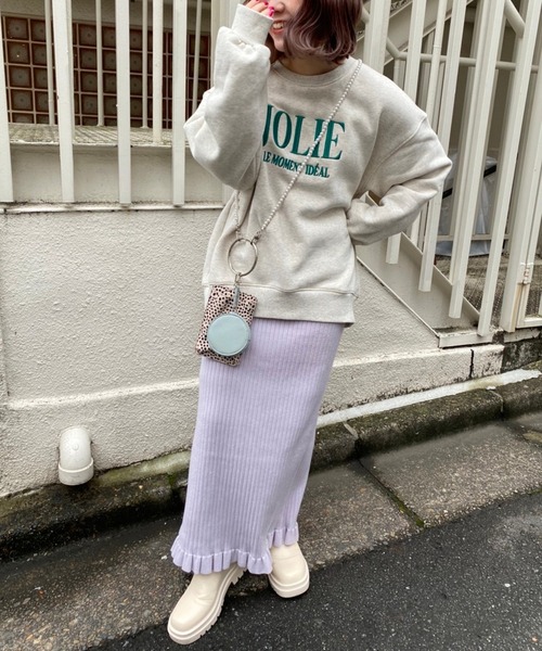 one after another NICE CLAUP(ワンアフターアナザーナイスクラップ)の「ビックシルエットロゴ刺繍スウェット(スウェット・レディース・オフホワイト/ピンク/オートミール/スミクロ/杢グレー/モカ・FREE)」の12枚目の写真