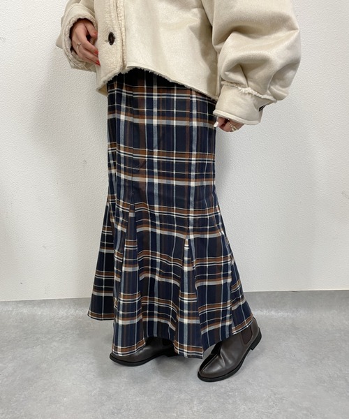 nemne store（ネンネストア）の「タルトタタンとチェック柄マーメイドフレアスカート（スカート・レディース・ブラウン系その他/ブルー系その他/ブルー系その他2・フリー）」の7枚目の写真