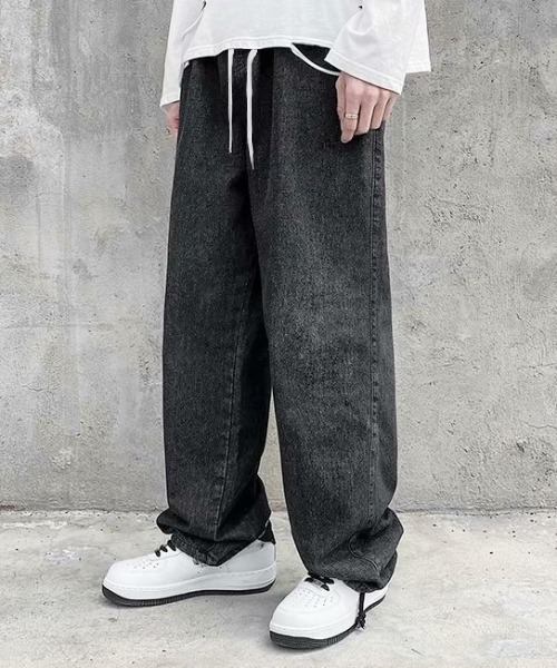 MGV(エムジーヴィー)の「2WAYルーズストレートイージーデニムパンツ(デニムパンツ・メンズ・ブラック/ブルー・MEDIUM/LARGE/X-LARGE)」の3枚目の写真