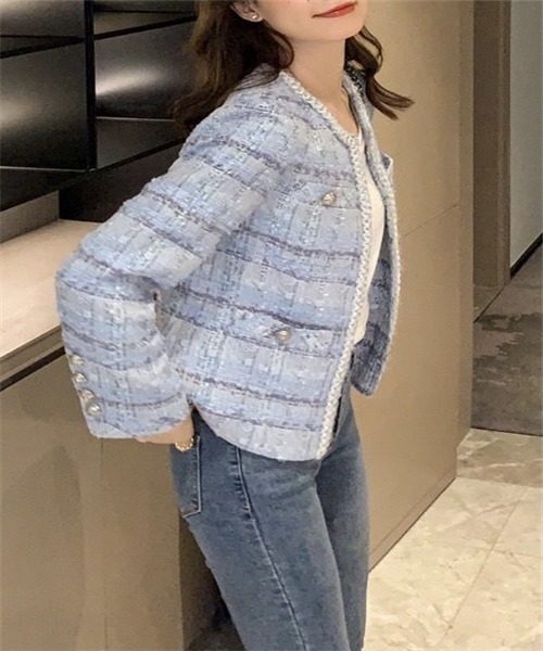 ノーカラーツイードジャケット（ノーカラージャケット）｜Dream garden