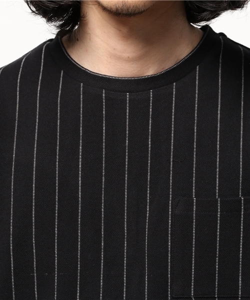 WEGO（ウィゴー）の「WEGO/鹿の子ストライプポケTシャツ（Tシャツ/カットソー・メンズ・ホワイト/ブラック・LARGE/MEDIUM）」の9枚目の写真