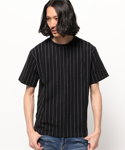 WEGO（ウィゴー）の「WEGO/鹿の子ストライプポケTシャツ（Tシャツ/カットソー・メンズ・ホワイト/ブラック・LARGE/MEDIUM）」の11枚目の写真