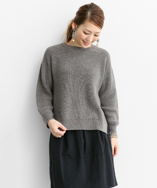 URBAN RESEARCH ROSSO WOMEN（アーバンリサーチ　ロッソ）の「ROSSO カラー畦PO（ニット/セーター・レディース・グリーン/ボルドー/グレー・FREE）」の2枚目の写真