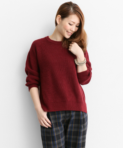 URBAN RESEARCH ROSSO WOMEN（アーバンリサーチ　ロッソ）の「ROSSO カラー畦PO（ニット/セーター・レディース・グリーン/ボルドー/グレー・FREE）」の3枚目の写真