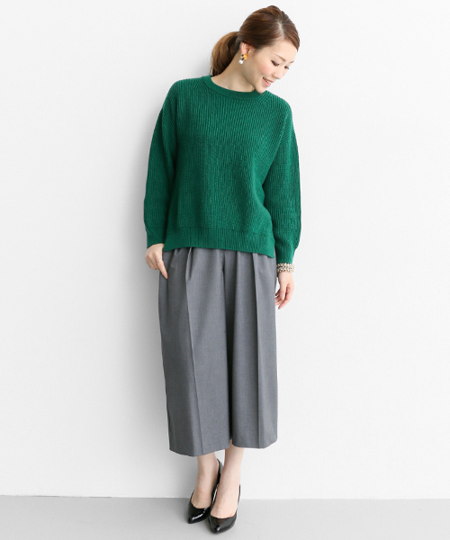 URBAN RESEARCH ROSSO WOMEN（アーバンリサーチ　ロッソ）の「ROSSO カラー畦PO（ニット/セーター・レディース・グリーン/ボルドー/グレー・FREE）」の5枚目の写真