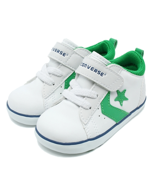 CONVERSE（コンバース）の「MINI P-L 2 / ミニ P-L 2（スニーカー・キッズ・ホワイト×グリーン/オレンジ・14cm/13.5㎝/13cm/15cm/14.5㎝/12.5cm/12cm）」の2枚目の写真