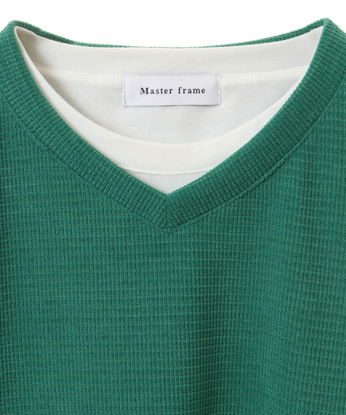 MASTER FRAME(マスターフレーム )の「MASTER FRAME フェイクレイヤードベロアワッフルロンT(Tシャツ/カットソー・メンズ・チャコールグレー/ブラウン/ホワイト/ブルー/グリーン/ライトグレー・3/4)」の10枚目の写真