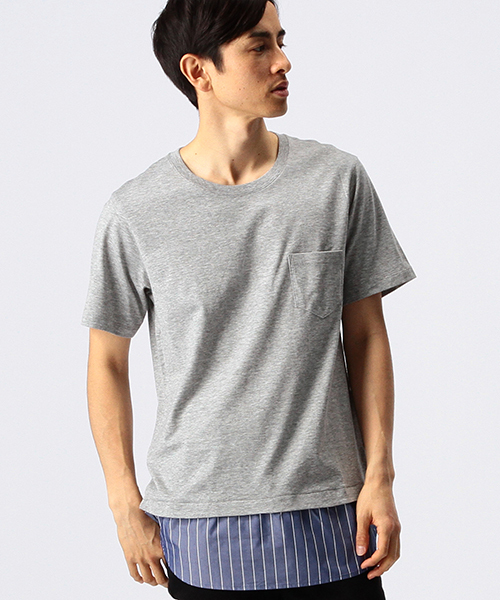 B:MING by BEAMS(ビーミングバイビームス)の「【OCEANS 7月号掲載】【SMART 6月号掲載】ビーミング by ビームス / フェイクレイヤーTシャツ(Tシャツ/カットソー・メンズ・ホワイト/ライトグレー/ネイビー・MEDIUM/X-LARGE/LARGE/SMALL)」の3枚目の写真
