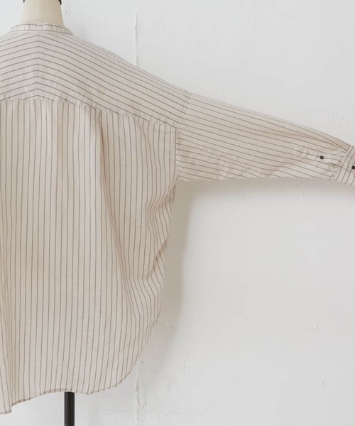 BEARDSLEY（ビアズリー）の「トルコのインポート素材を使ったストライプポケットシャツ（シャツ/ブラウス・レディース・ベージュ/グリーン・FREE）」の11枚目の写真