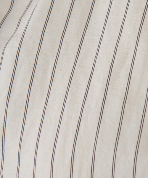 BEARDSLEY（ビアズリー）の「トルコのインポート素材を使ったストライプポケットシャツ（シャツ/ブラウス・レディース・ベージュ/グリーン・FREE）」の4枚目の写真