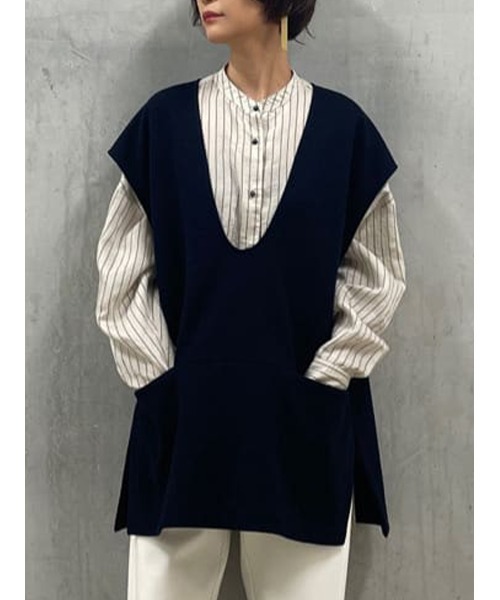 BEARDSLEY（ビアズリー）の「トルコのインポート素材を使ったストライプポケットシャツ（シャツ/ブラウス・レディース・ベージュ/グリーン・FREE）」の12枚目の写真