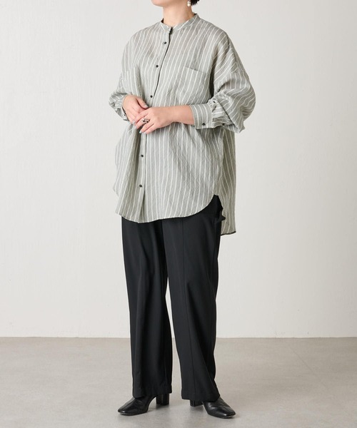 BEARDSLEY（ビアズリー）の「トルコのインポート素材を使ったストライプポケットシャツ（シャツ/ブラウス・レディース・ベージュ/グリーン・FREE）」の21枚目の写真