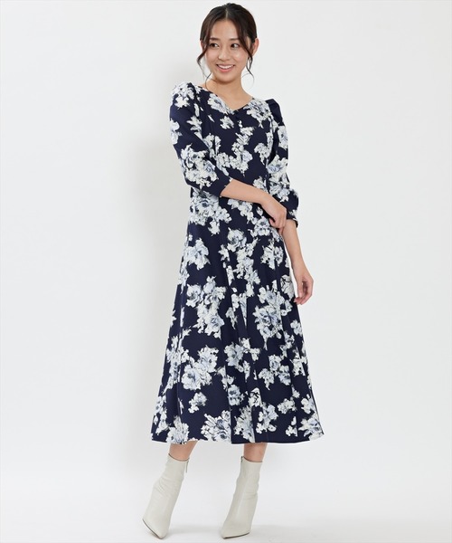 値引きする オリジナル水彩フラワープリンセスラインワンピース ワンピース Swingle スウィングル のファッション メーカー直売 Arenatheatre Net