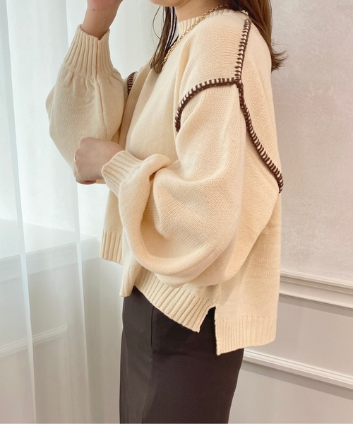 apres jour(アプレジュール)の「配色ステッチニット【ZOZOTOWN限定アイテム】(ニット/セーター・レディース・オレンジ/ブラウン系その他/アイボリー・X-LARGE/フリー)」の10枚目の写真