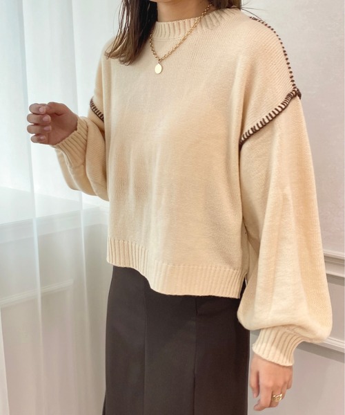 apres jour(アプレジュール)の「配色ステッチニット【ZOZOTOWN限定アイテム】(ニット/セーター・レディース・オレンジ/ブラウン系その他/アイボリー・X-LARGE/フリー)」の9枚目の写真