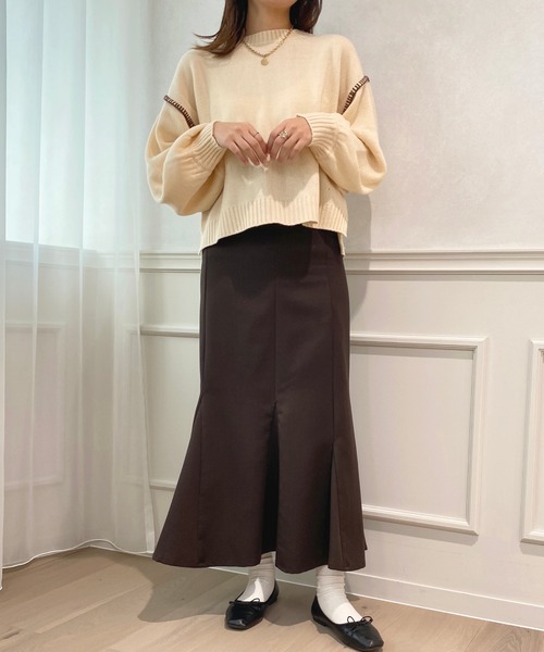 apres jour(アプレジュール)の「配色ステッチニット【ZOZOTOWN限定アイテム】(ニット/セーター・レディース・オレンジ/ブラウン系その他/アイボリー・X-LARGE/フリー)」の12枚目の写真