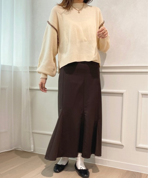 apres jour(アプレジュール)の「配色ステッチニット【ZOZOTOWN限定アイテム】(ニット/セーター・レディース・オレンジ/ブラウン系その他/アイボリー・X-LARGE/フリー)」の13枚目の写真
