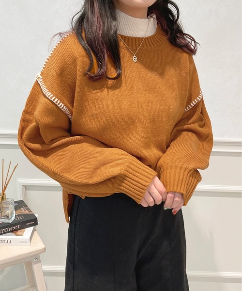 apres jour(アプレジュール)の「配色ステッチニット【ZOZOTOWN限定アイテム】(ニット/セーター・レディース・オレンジ/ブラウン系その他/アイボリー・X-LARGE/フリー)」の22枚目の写真